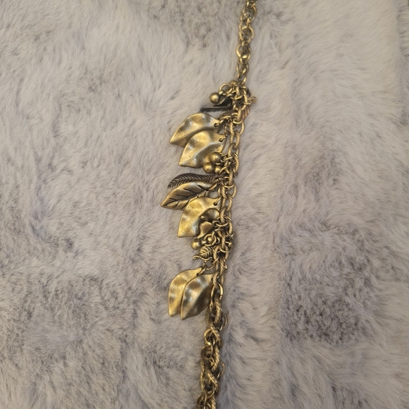 Aris by Treska Long Gold Bronze Leaves Necklace - Picture 4 of 9